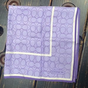 Coach Silk Scarf in Purple & White